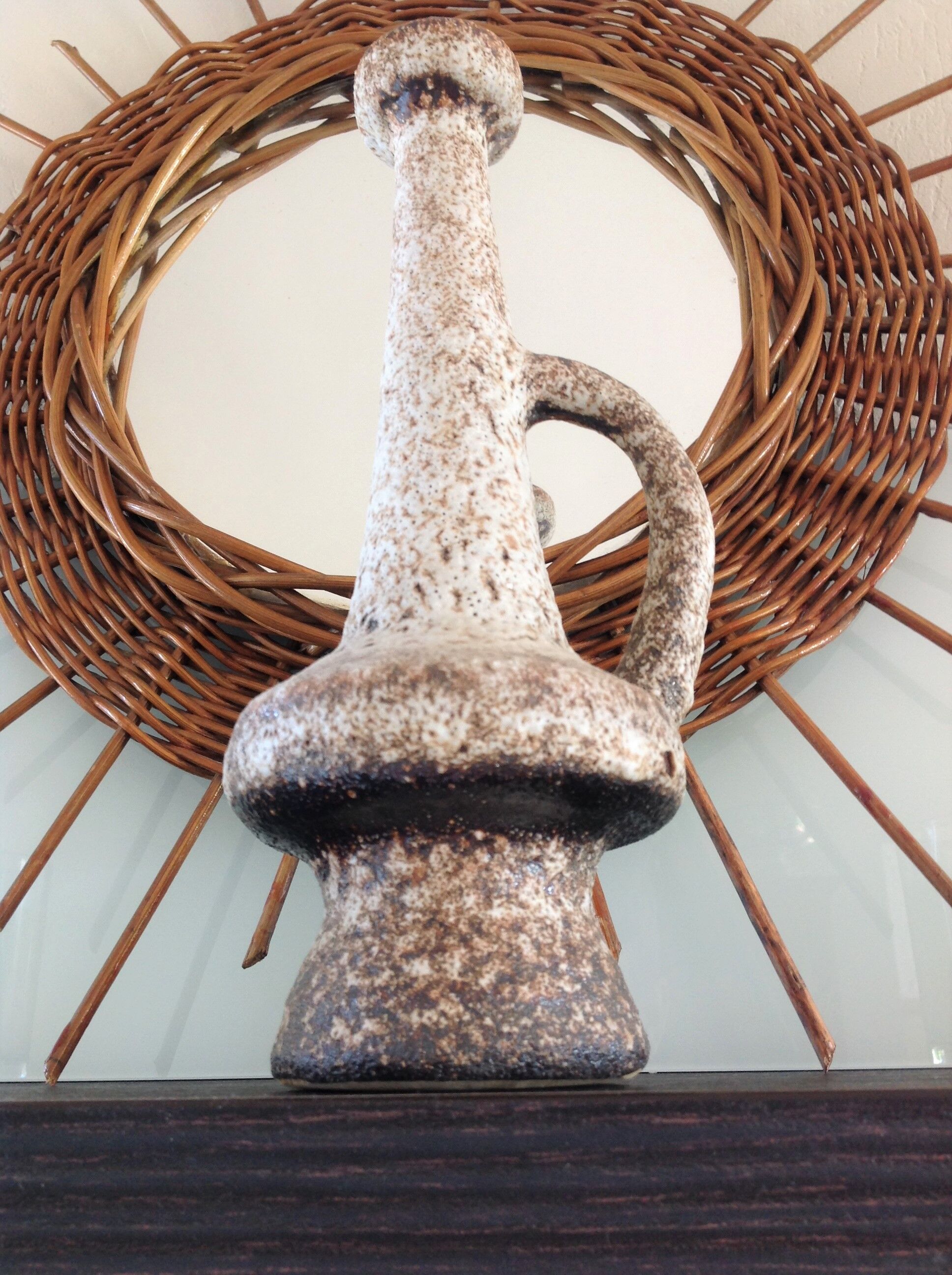 Beige soliflore vase ceramic Fat Lava / vintage 60s-70s