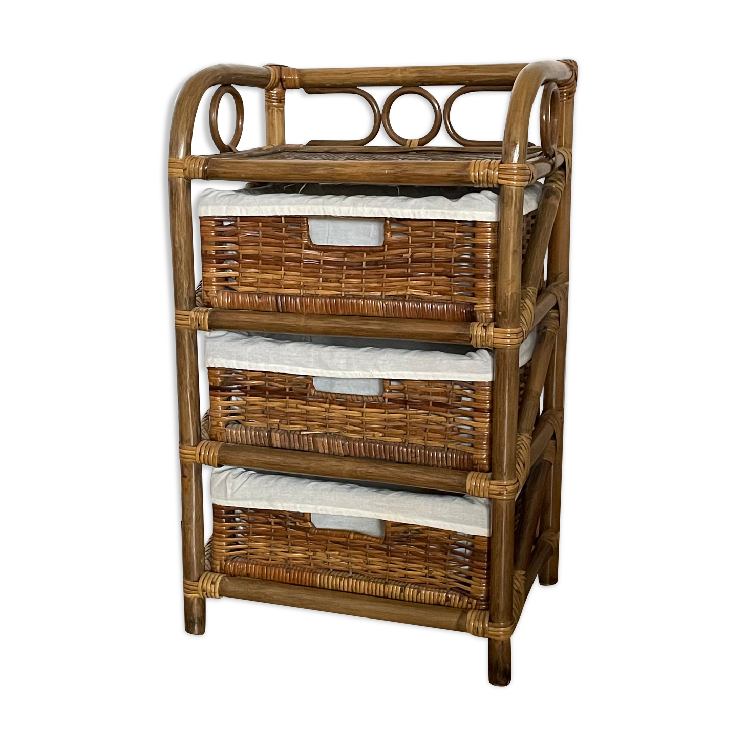 Bamboo and rattan drawer cabinet