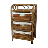 Bamboo and rattan drawer cabinet