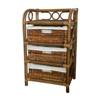 Bamboo and rattan drawer cabinet