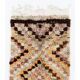 Vintage Hand-Knotted Tulu Runner Rug with Geometric Diamond Design in Cream, Brown and Orange, 100% Wool