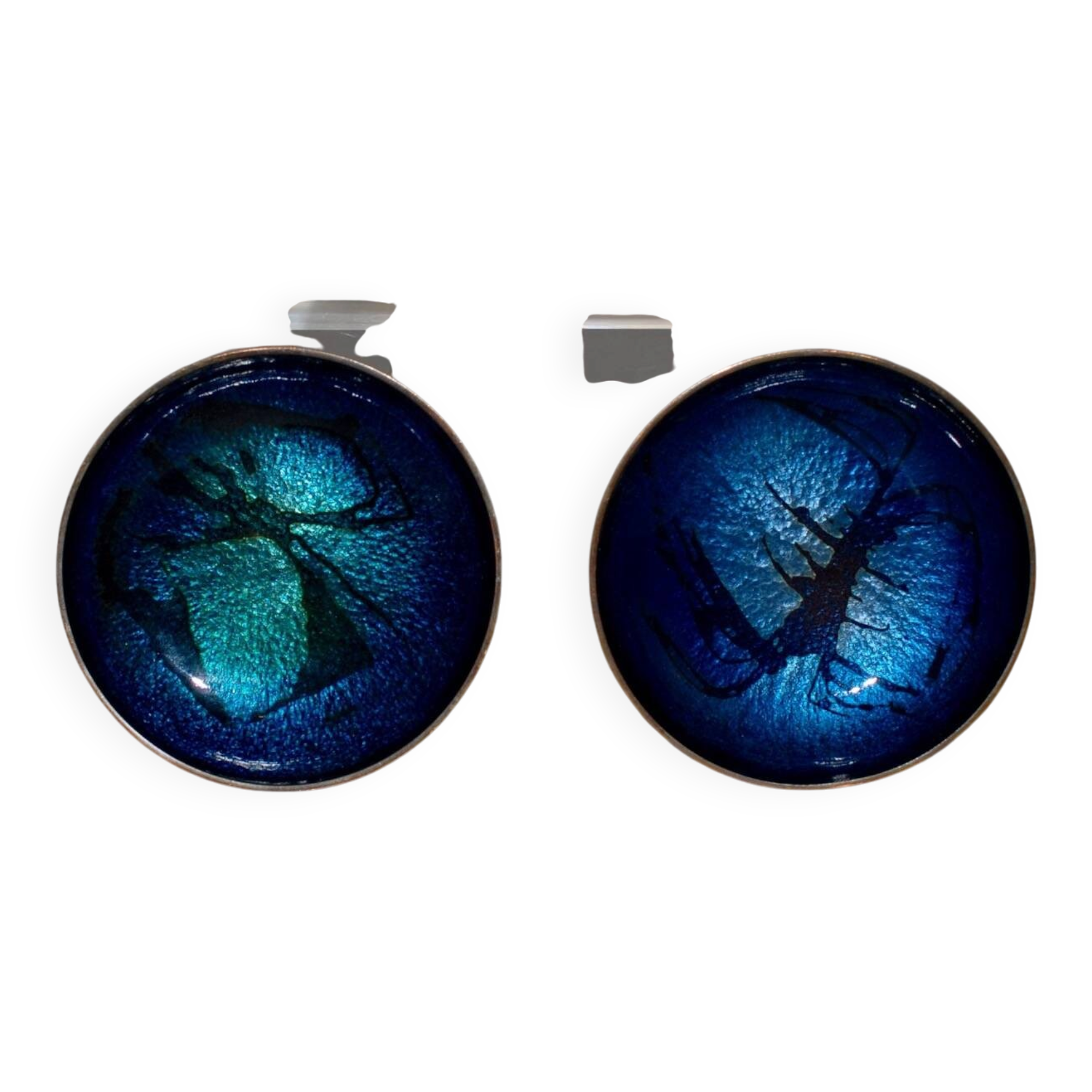 Pair of Scandinavian enamelled copper bowls, Norway, circa 1960.