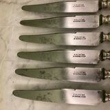 6 silver-plated dessert knives by SFAM and Rumèbe in the Louis XVI style from Narbonne.