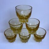 Lot de 6 verres à liqueur en verre jaune années 70