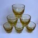 Set of 6 yellow glass shot glasses in 70s