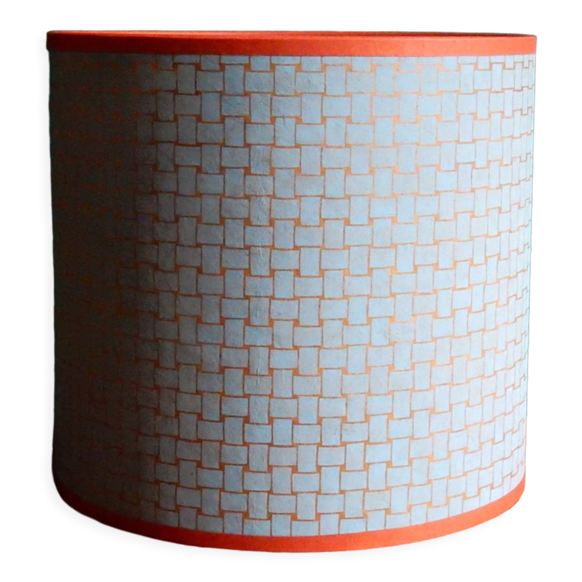 Nepalese blue and orange paper lampshade