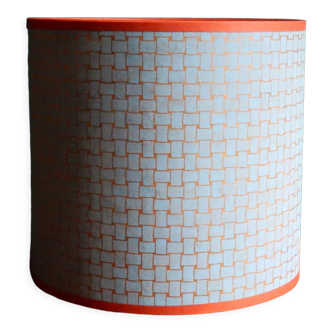 Nepalese blue and orange paper lampshade