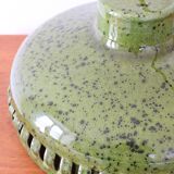 Olive green enamelled pendant light, Scandinavian, 1960-1970
