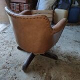 Fauteuil anglais skai marron