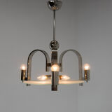 Machine age / functionalism chandelier, 1930s, restored