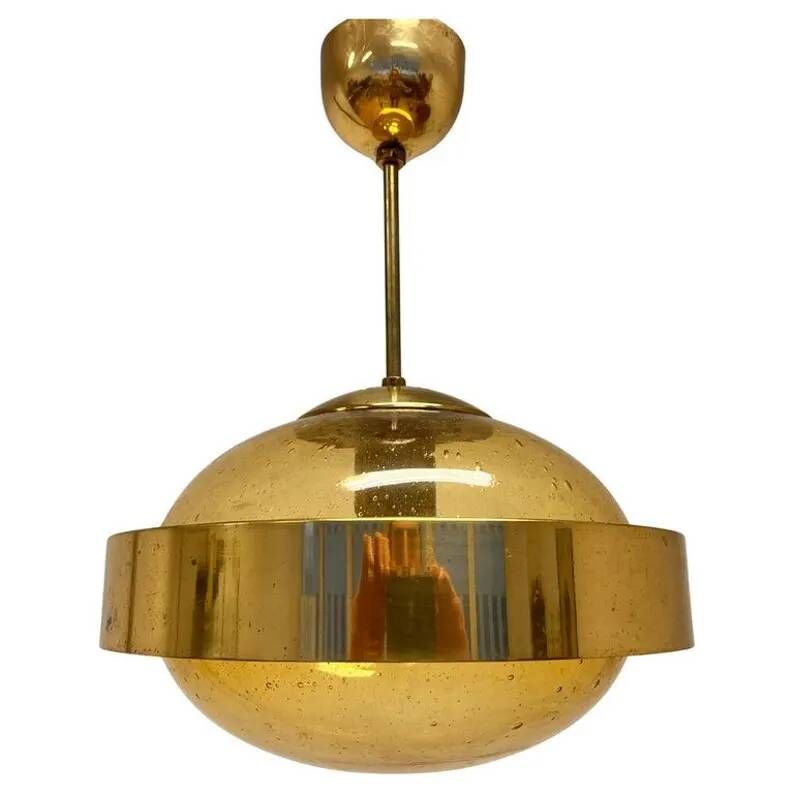 Mid century design Space Age UFO Brass Pendant by Kamenicky Senov, 1970s
