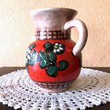 Carafe, jug, chevrette, artisanal, ceramic with floral decoration
