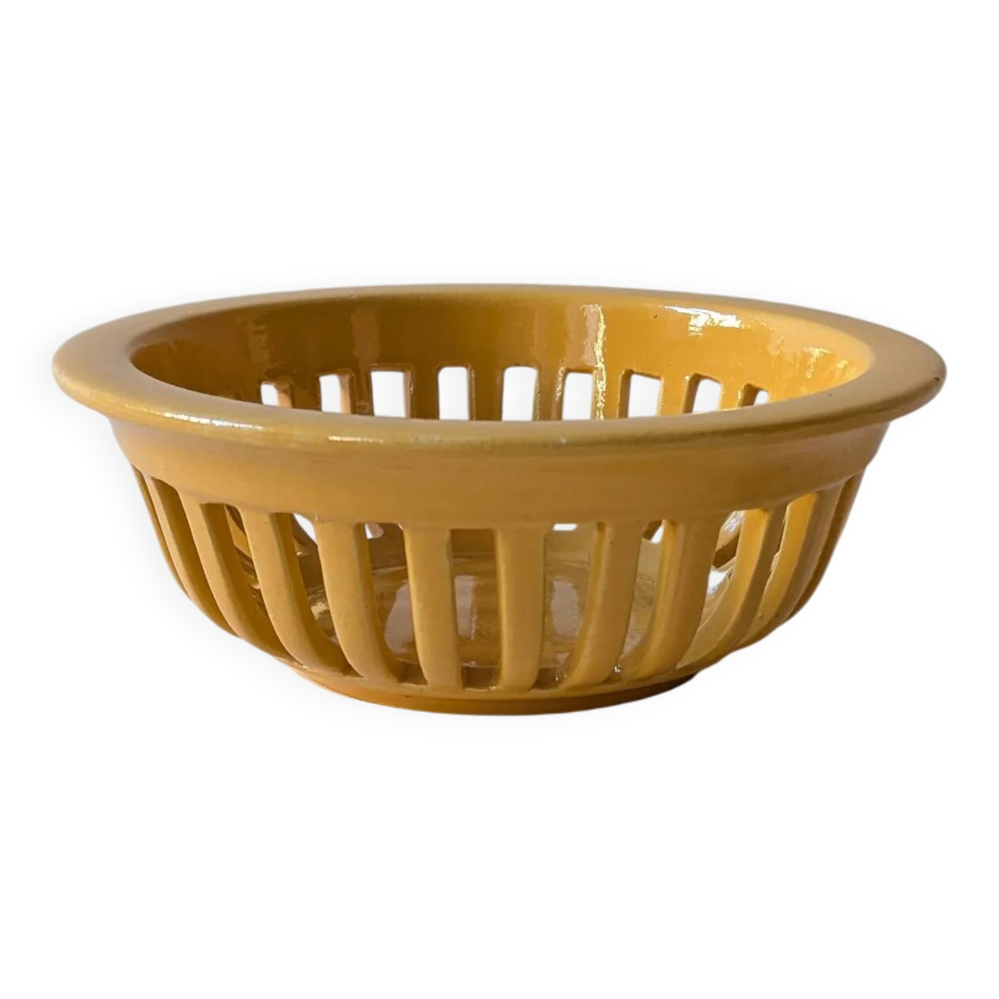 Corbeille en céramique jaune