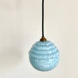 Suspension bleue en verre de Clichy