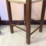 Wooden and straw stool