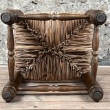 Wood & straw fireplace chair mountain chalet country cottage no dudouyt 60's
