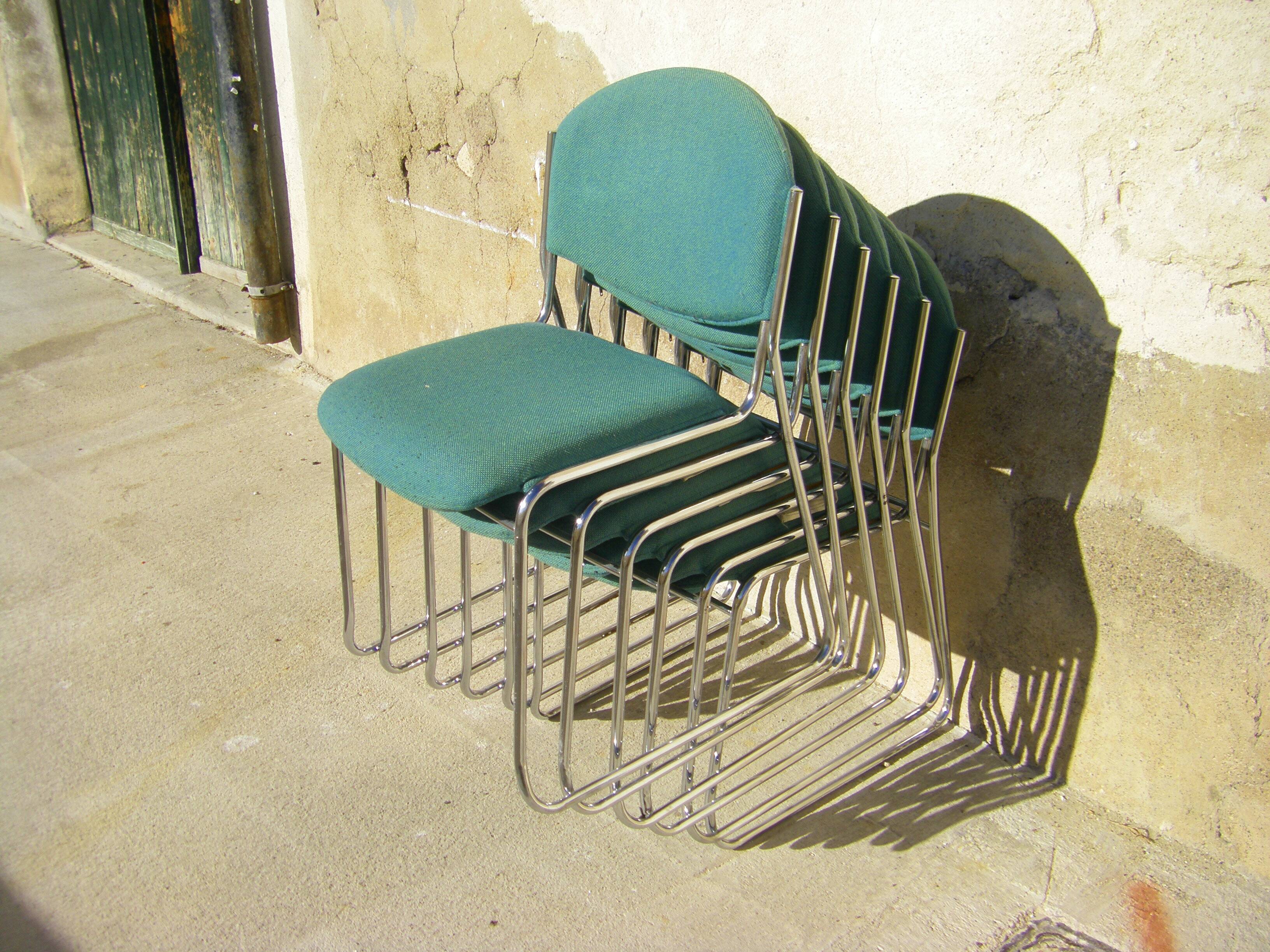 Set of six stackable vintage chairs
