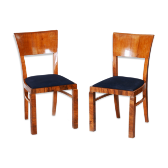 Paire de chaises de salle à manger Art déco fabriquées en Tchéquie des années 1930