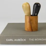 Carl Aubock II "The Bombs" salt and pepper shakers, walnut & horn, 1950s