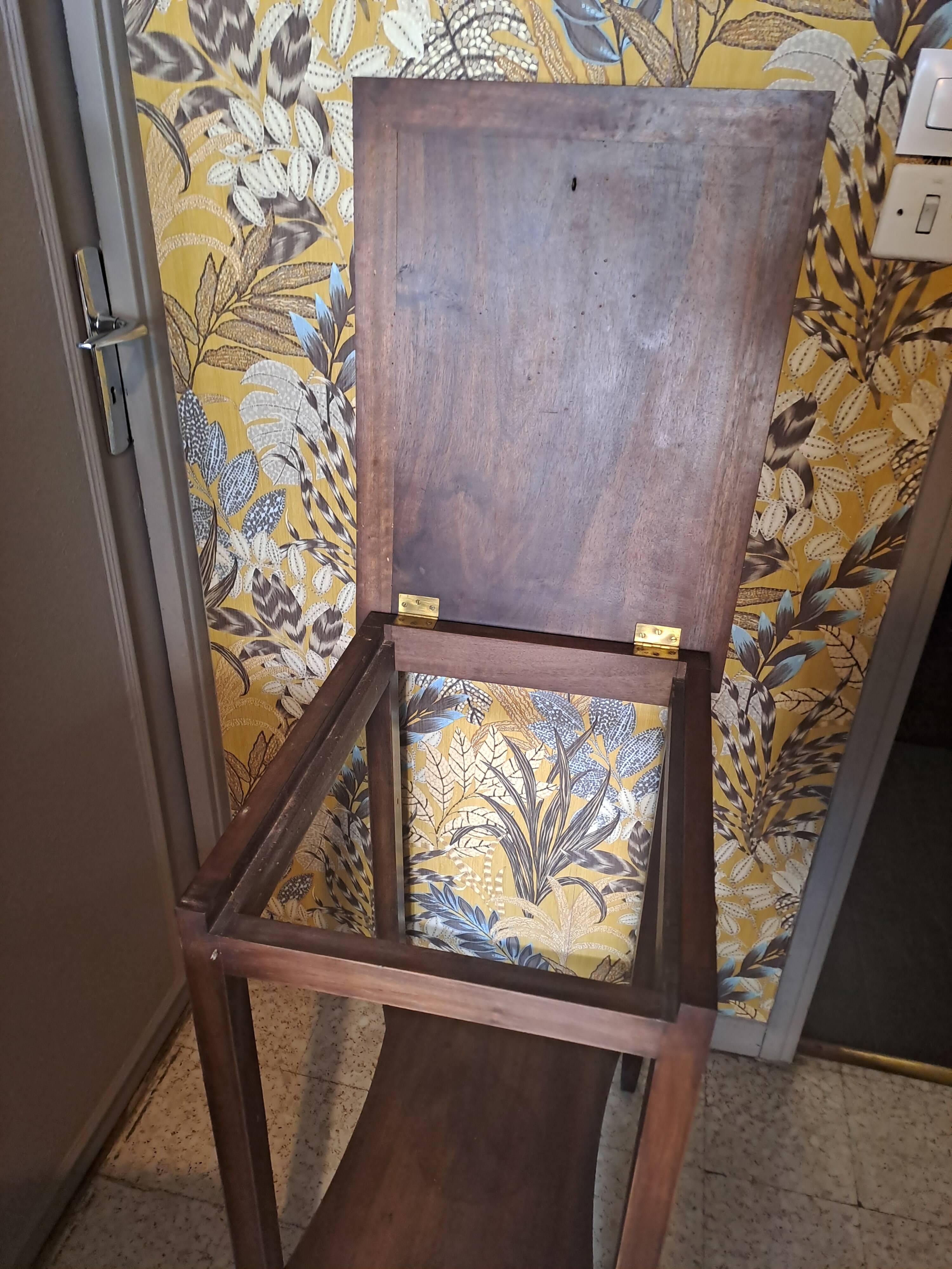 Vintage wood console side table with flap, Art Deco style