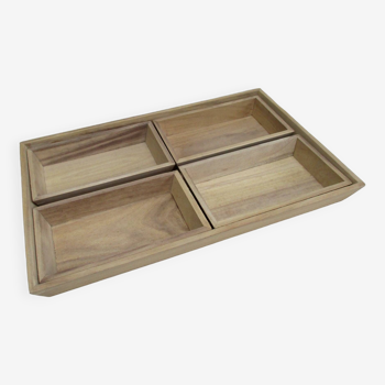 Natural wood trays - set of 4