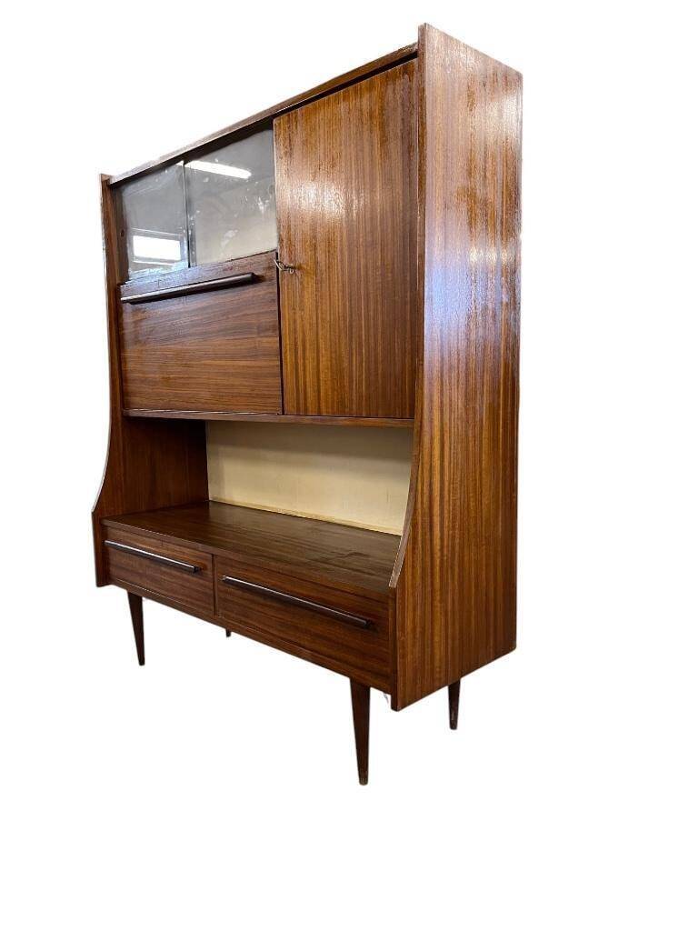 Vintage wooden cabinet with display case / bar section