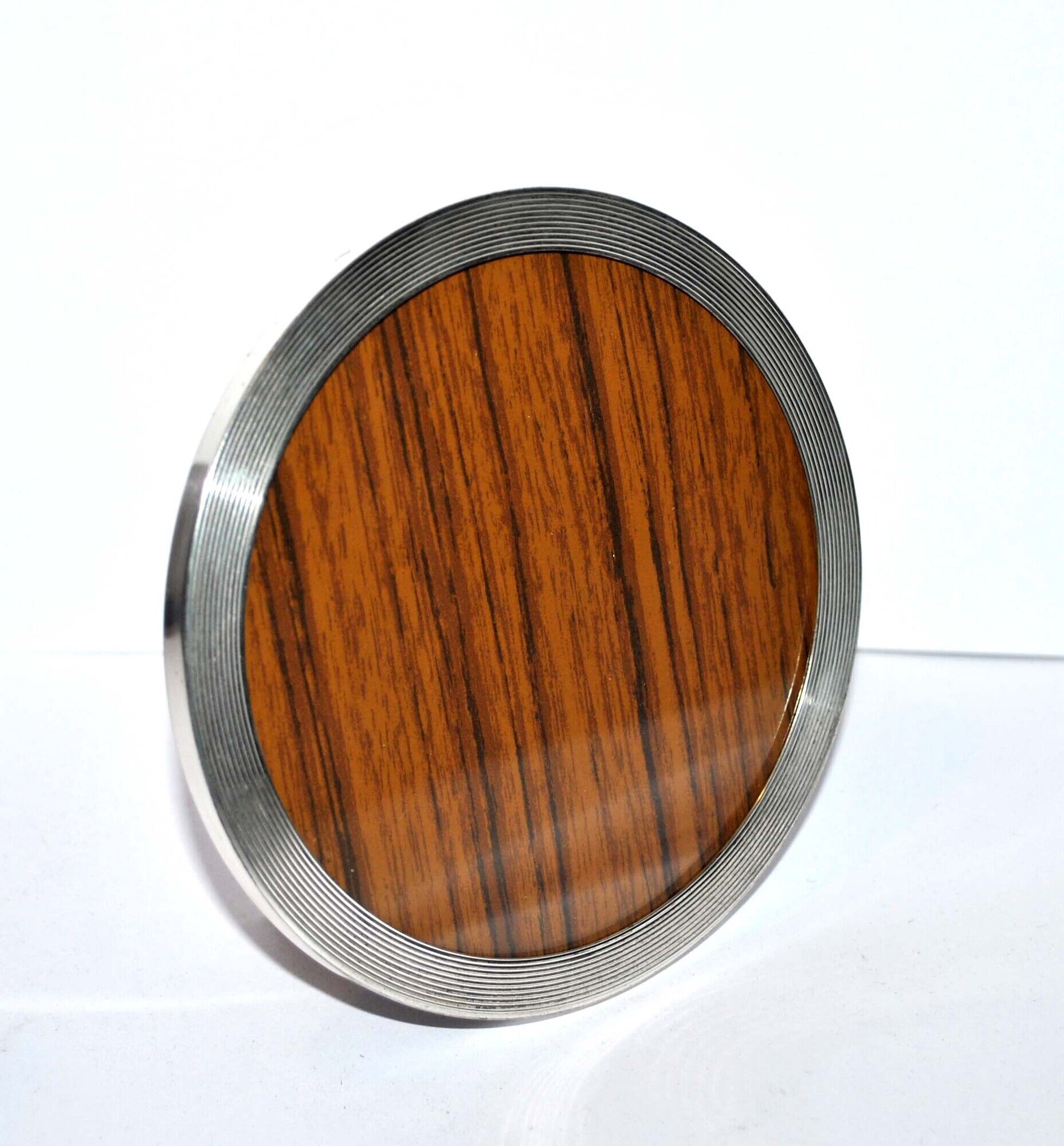 Photo frame in sterling sterling silver 925 - round guilloche line medallion