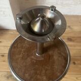 Chrome and wood standing ashtray