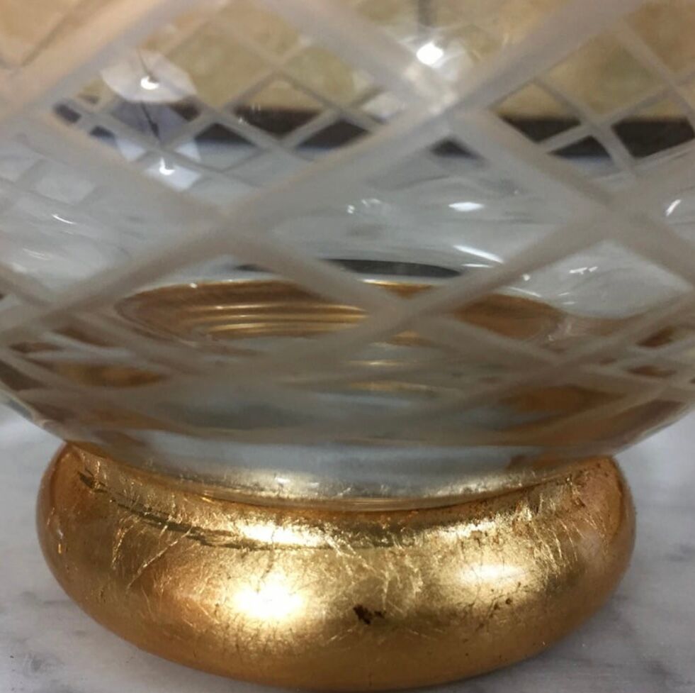 Carafe in chiseled and gilded glass, Circa 1940