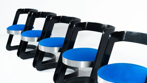 Set of 6 Chairs by Willy Rizzo for Mario Sabot, Italy, 1970s - New Upholste