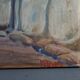 Old oil on canvas: Child playing in a courtyard, dated 1919 39x32.5 cm SB