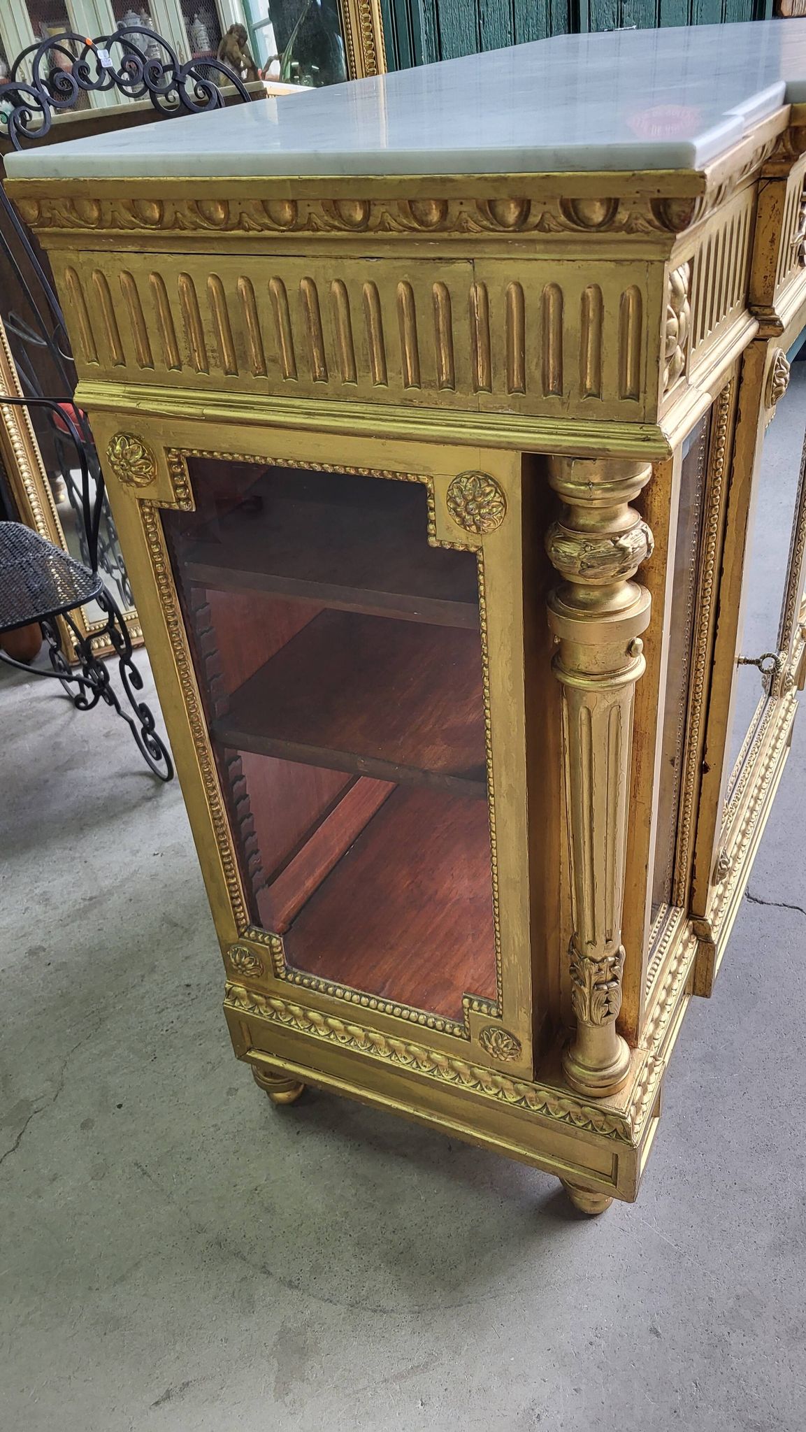 Louis xvi display cabinet in gilded wood