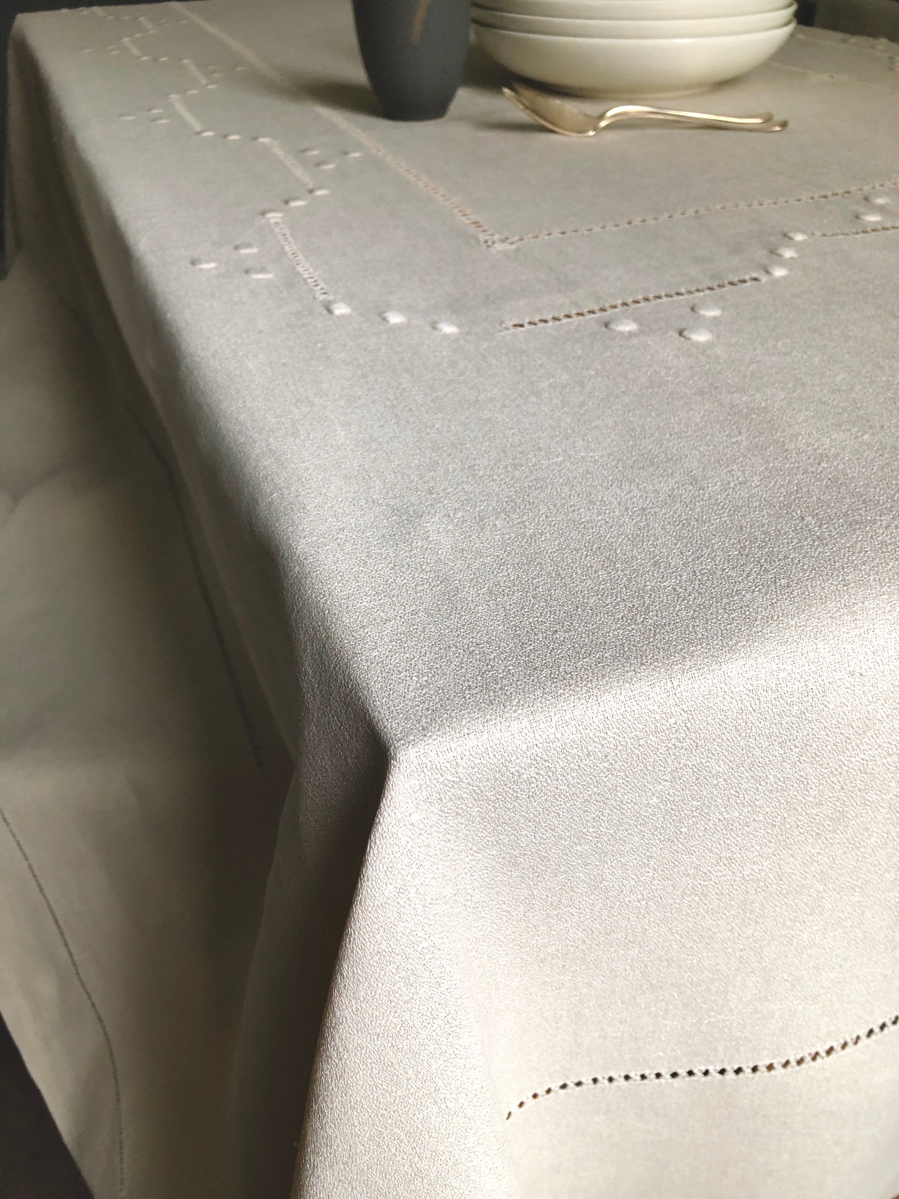 Antique linen tablecloth and whipped cream silk