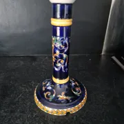 Antique candlestick Faïence from Gien - Renaissance Decor Blue Background - Painted