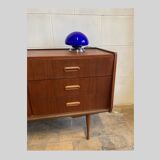Vintage blue mushroom table lamp with DIM TOUCH
