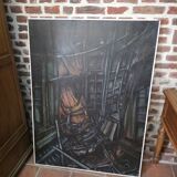 Pair of oil on canvas paintings of a boat interior from the 50s/70s