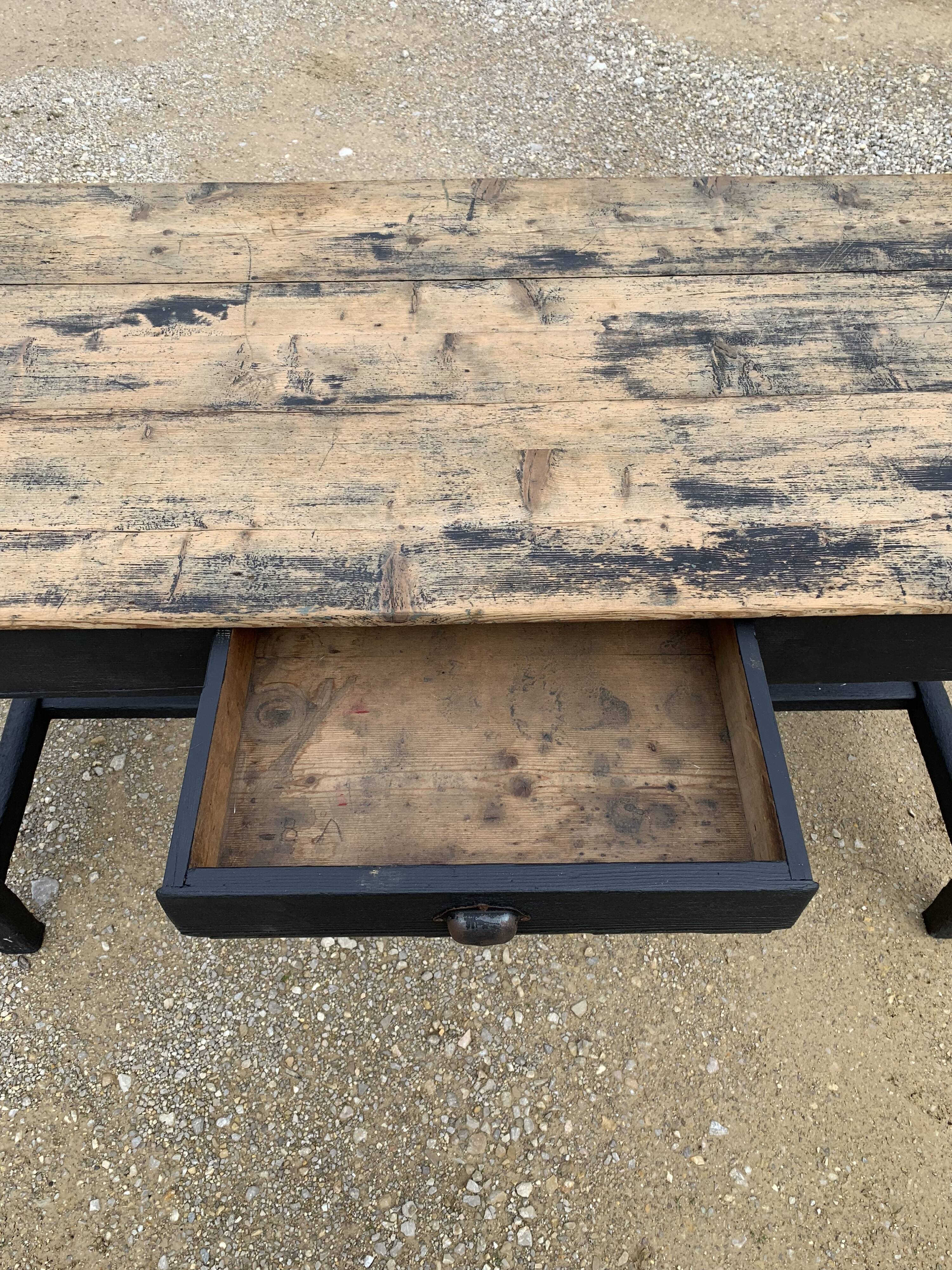 Old black wooden farmtable