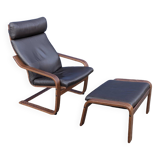 Ikea Vintage "Poang" Leather Relaxation Lounge Chair Brown