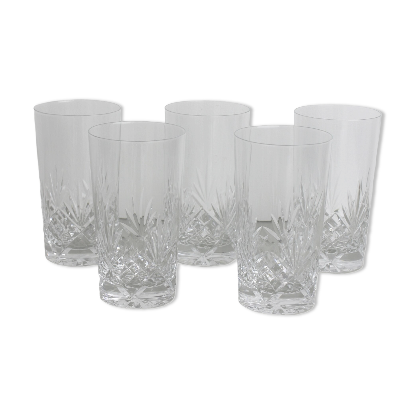 Set of 5 chiseled crystal glasses