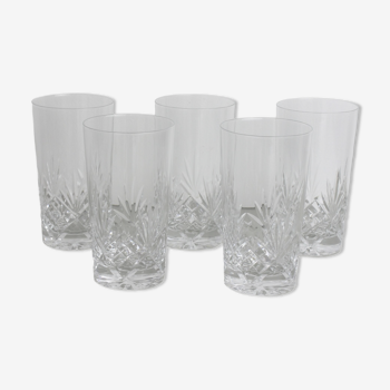 Set of 5 chiseled crystal glasses