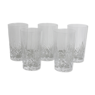 Set of 5 chiseled crystal glasses