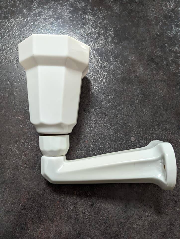 Old white porcelain wall lamp art deco bathroom 1930 opaline tulip 1930