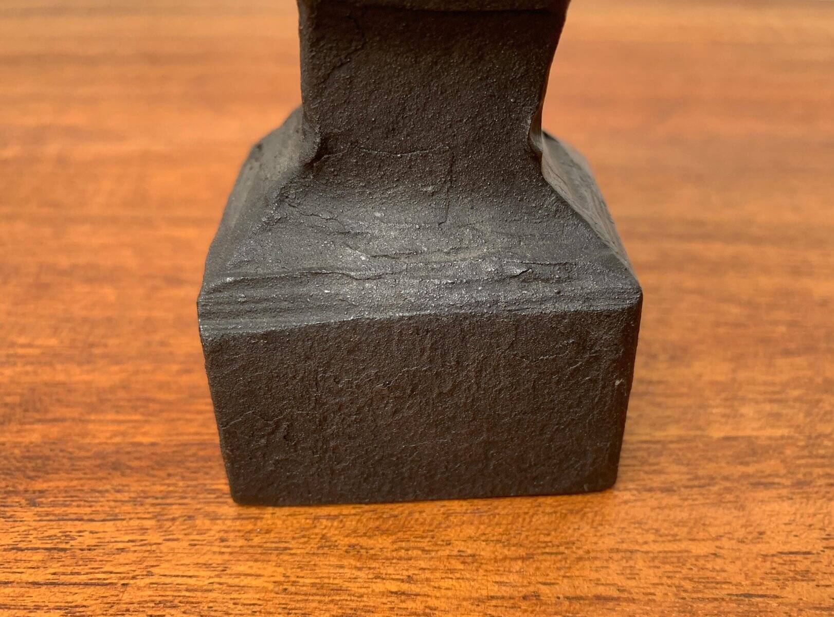 Brutalist wrought iron candlestick from the mid-century.