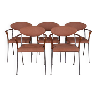 Set of 5 vintage 1980s Coro chairs with armrests, designed by Origlia