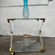 Desserte ou chariot de service en altuglass et laiton