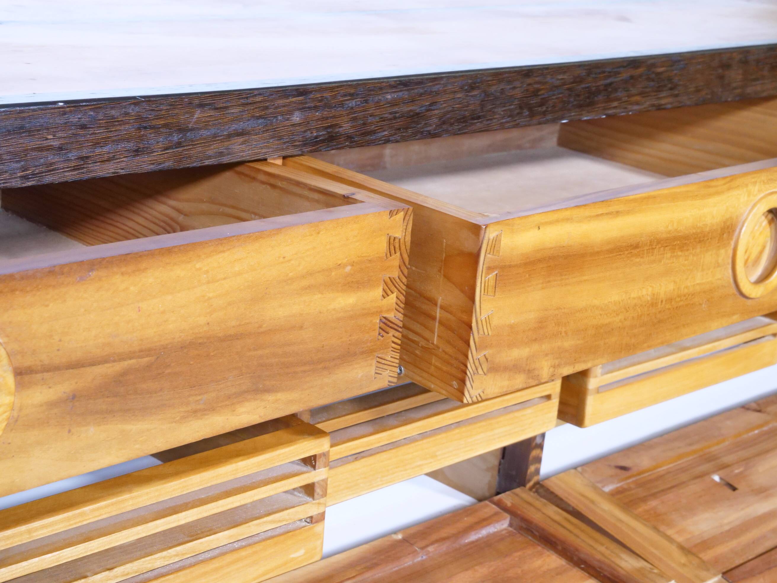 Handcrafted Solid Wood Sideboard in Wenge & Cherry, 1970 Vintage