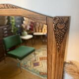 Large old art deco mirror in wood and beveled glass