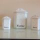 Suite of five Apilco porcelain spice jars / vintage 70s