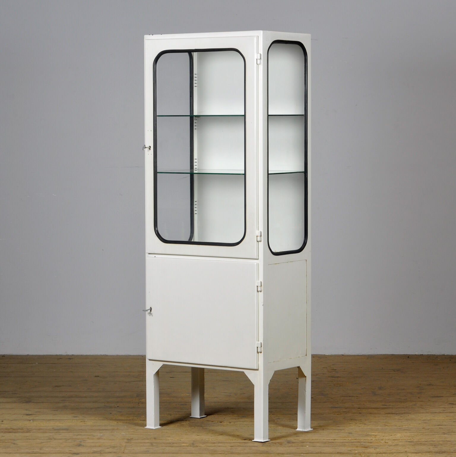 Vintage Iron And Glass Medical Cabinet, 1970s