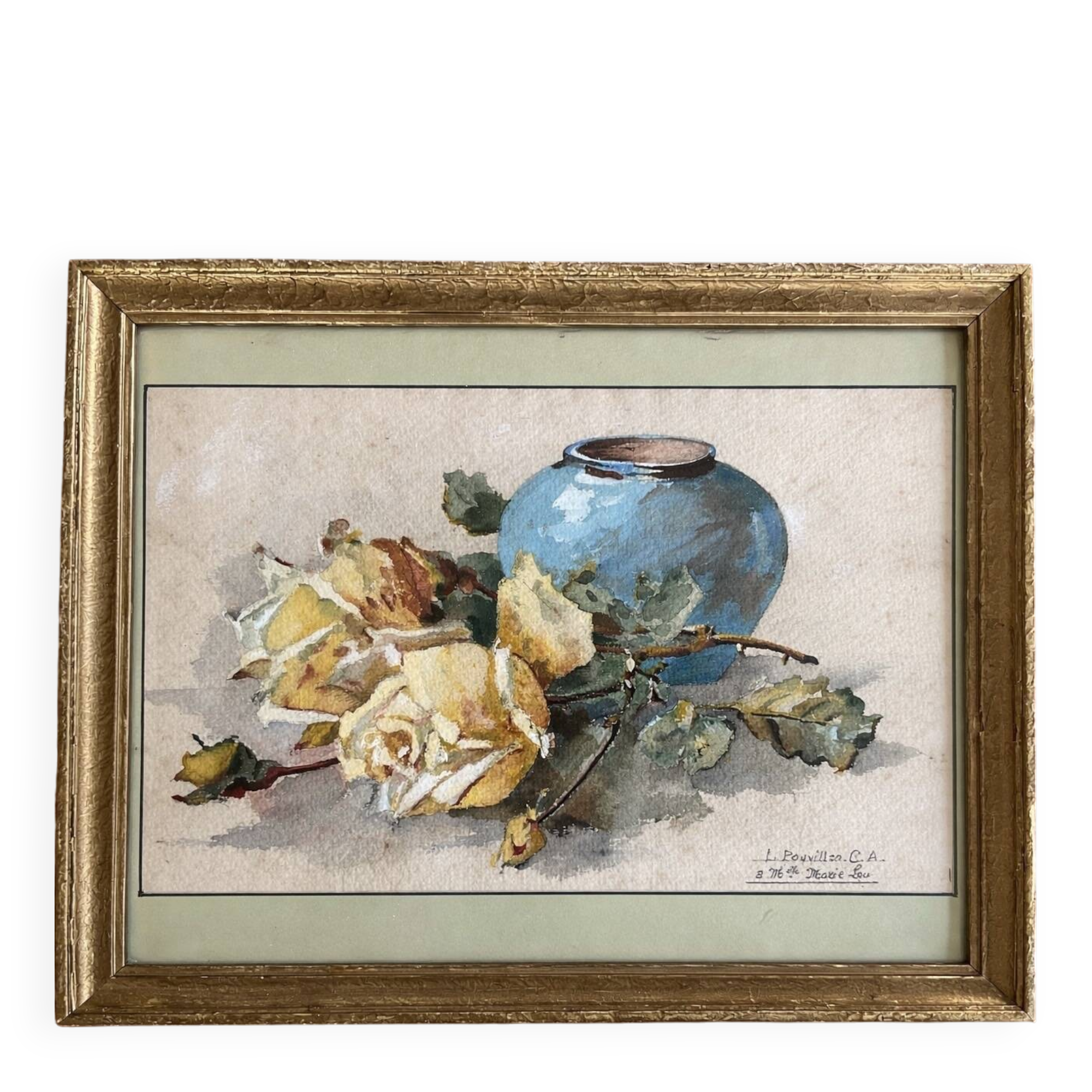 Watercolour Still Life with a Bouquet of Roses, 19th Century.